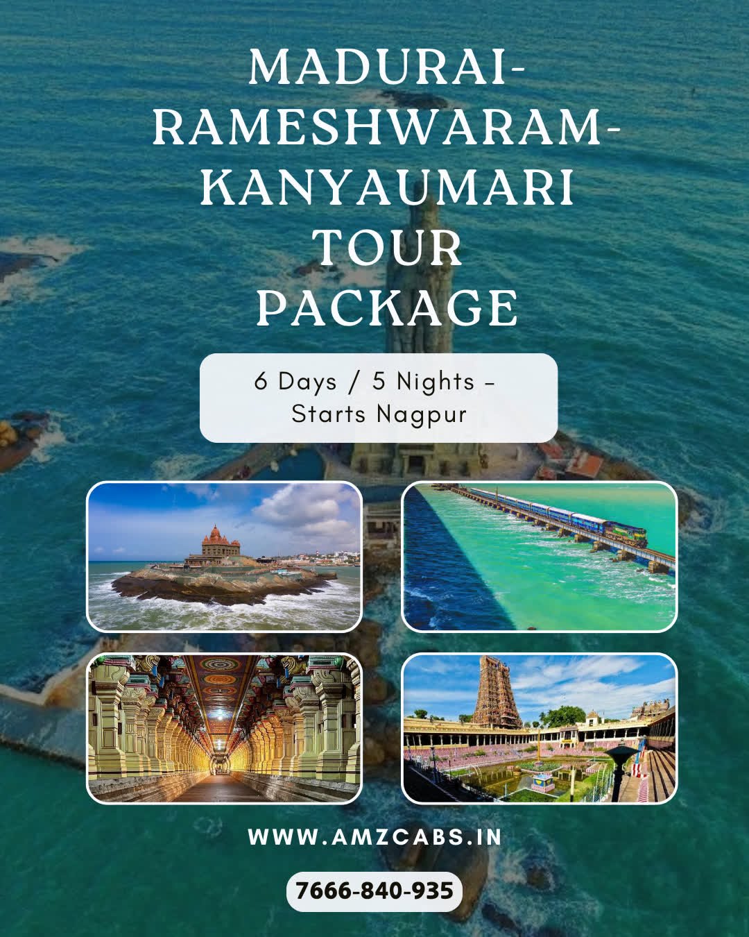 Madurai Rameshwaram Kanyakumari Tour Package From Nagpur