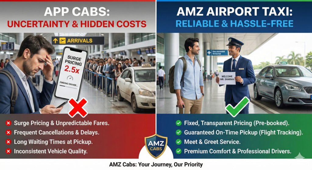 Airport Pickup Taxi vs App Cabs